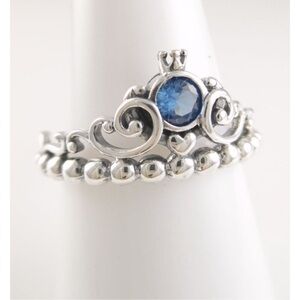 CINDERELLA BLUE TIARA Authentic PANDORA Silver Ring NEW w box Size 7